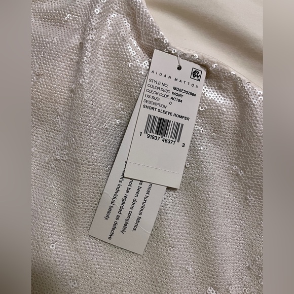 Aidan Mattox Ivory Sequin Short Sleeve Romper - Picture 11 of 15